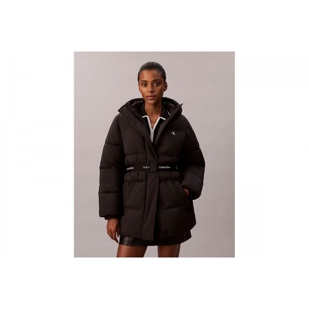 Calvin Klein Γυναικείο Μπουφάν Puffer με Κουκούλα Μαύρο