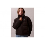 Calvin Klein Monogram Γυναικείο Μπουφάν Puffer με Κουκούλα Μαύρο