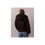 Calvin Klein Monogram Γυναικείο Μπουφάν Puffer με Κουκούλα Μαύρο