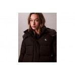 Calvin Klein Monogram Γυναικείο Μπουφάν Puffer με Κουκούλα Μαύρο