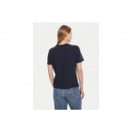 Calvin Klein Glossy Metallic Logo Γυναικείο Κοντομάνικο T-Shirt Μαύρο