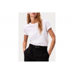 Calvin Klein Glossy Metallic Logo Γυναικείο Κοντομάνικο T-Shirt Λευκό