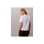Calvin Klein Glossy Metallic Logo Γυναικείο Κοντομάνικο T-Shirt Λευκό