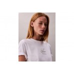 Calvin Klein Glossy Metallic Logo Γυναικείο Κοντομάνικο T-Shirt Λευκό
