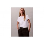 Calvin Klein Glossy Metallic Logo Γυναικείο Κοντομάνικο T-Shirt Λευκό