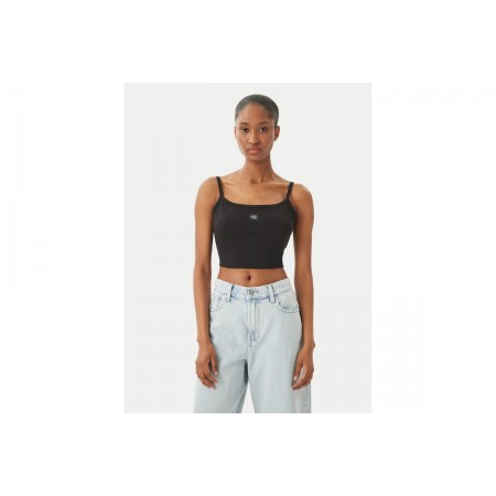 Calvin Klein Ribbed Cotton Cami Γυναικείο Αμάνικο Crop Top Μαύρο