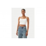 Calvin Klein Ribbed Cotton Cami Γυναικείο Αμάνικο Crop Top Λευκό