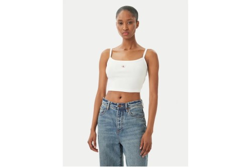 Calvin Klein Ribbed Cotton Cami Crop Top Αμάνικο Γυναικείο (LV047F221G YAF)