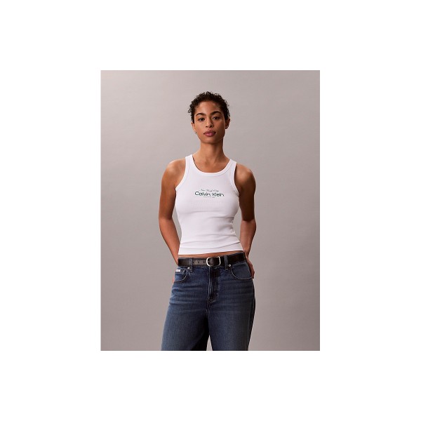 Calvin Klein Slim Ribbed Cotton Μπλούζα Αμάνικη Γυναικεία (LV047F816G YAF)