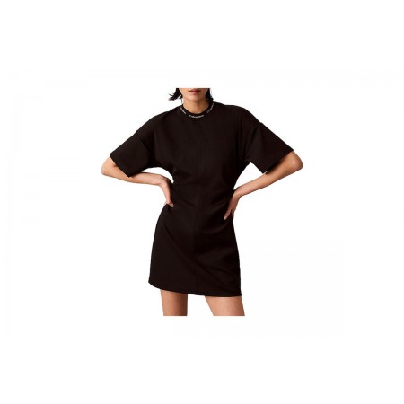 Calvin Klein Milano Jersey Draped Γυναικείο T-Shirt-Φόρεμα Mini Μαύρο