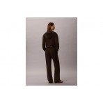Calvin Klein Logo Waistband Wide Leg Γυναικείο Παντελόνι Φόρμας Καφέ