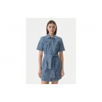 Calvin Klein Belted Denim Shirt Γυναικείο Φόρεμα Mini Μπλε