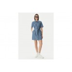 Calvin Klein Belted Denim Shirt Γυναικείο Φόρεμα Mini Μπλε