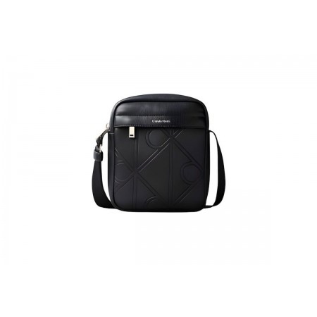 Calvin Klein Embossed Emblem Logo Ανδρικό Τσαντάκι Χιαστί - Ώμου Μαύρο