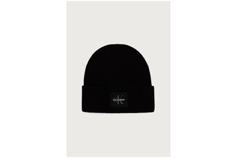 Calvin Klein Monologo Patch Rib Ανδρικό Σκουφάκι Μαύρο