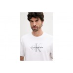 Calvin Klein Monogram Logo Ανδρικό Κοντομάνικο T-Shirt Λευκό