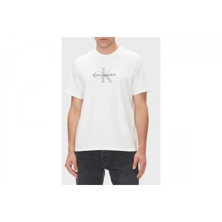 Calvin Klein Monogram Logo Ανδρικό Κοντομάνικο T-Shirt Λευκό