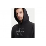 Calvin Klein Monologo Ανδρικό Φούτερ με Κουκούλα Μαύρο