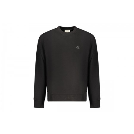 Calvin Klein 350Terry Monogram Ανδρική Μακρυμάνικη Μπλούζα με Λαιμόκοψη Μαύρη