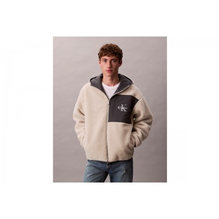 Calvin Klein Monogram Logo Relaxed Ζακέτα Sherpa Ανδρική 