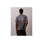 Calvin Klein Embroidered Logo Ανδρικό Κοντομάνικο T-Shirt Γκρι Σκούρο