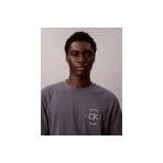 Calvin Klein Embroidered Logo Ανδρικό Κοντομάνικο T-Shirt Γκρι Σκούρο