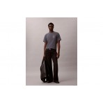 Calvin Klein Embroidered Logo Ανδρικό Κοντομάνικο T-Shirt Γκρι Σκούρο