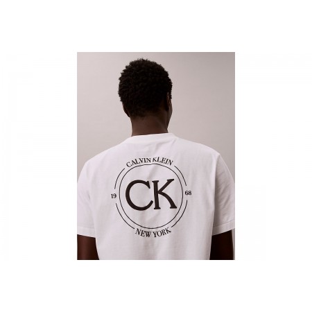 Calvin Klein Embroidered Logo Ανδρικό Κοντομάνικο T-Shirt Λευκό