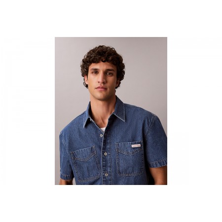 Calvin Klein Boxy Denim Πουκάμισο Κοντομάνικο Ανδρικό 