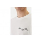 Calvin Klein Embroidered Logo Ανδρικό Κοντομάνικο T-Shirt Λευκό