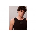 Calvin Klein Monogram Logo Ανδρική Αμάνικη Μπλούζα Μαύρη