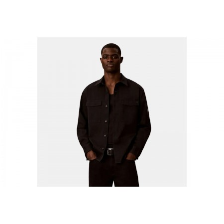 Calvin Klein Cotton Twill Utility Overshirt Ανδρικό Μακρυμάνικο Πουκάμισο Μαύρο