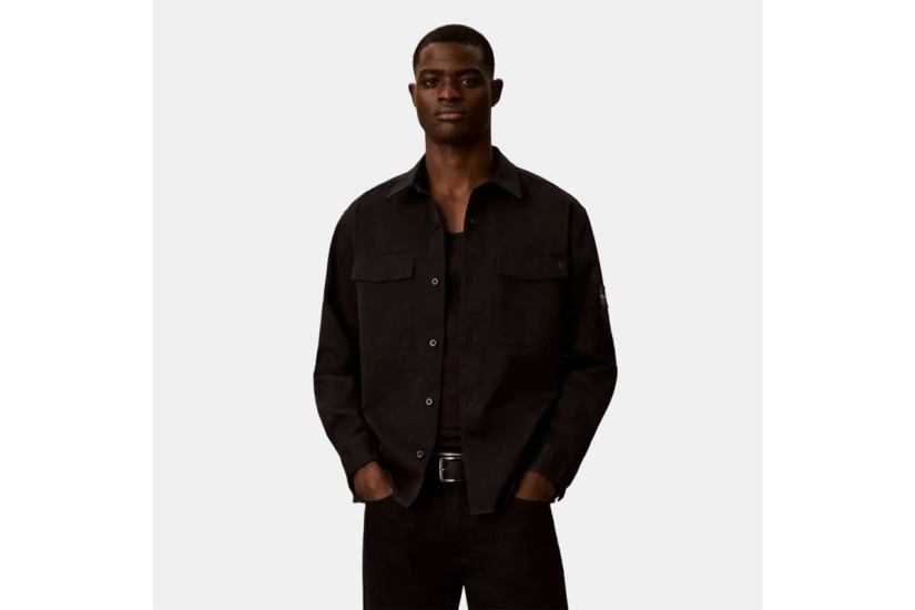 Calvin Klein Cotton Twill Utility Overshirt Ανδρικό Μακρυμάνικο Πουκάμισο Μαύρο