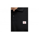 Calvin Klein Micro Waffle Classic Badge Ανδρικό Κοντομάνικο T-Shirt Polo Μαύρο