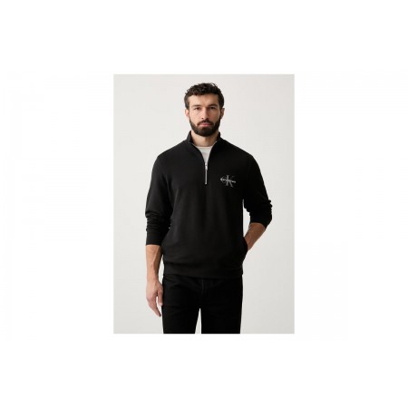 Calvin Klein Monologo Ανδρική Μακρυμάνικη Μπλούζα με Φερμουάρ Μαύρη