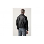 Calvin Klein Faux Leather Ανδρικό Μπουφάν Bomber Μαύρο