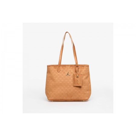 Jordan Suede Monogram Γυναικεία Τσάντα Tote Κάμελ