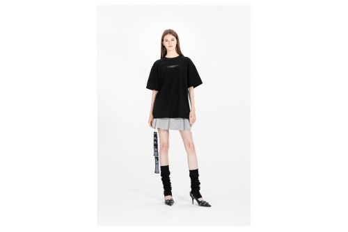 Mwm Cords Back Circle Logo Patch Regular Fit T-Shirt (MW092020358 BLACK)