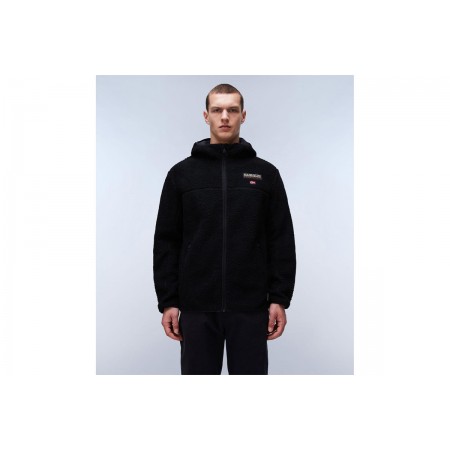 Napapijri T-Tynik Ανδρική Ζακέτα Fleece με Κουκούλα Μαύρη