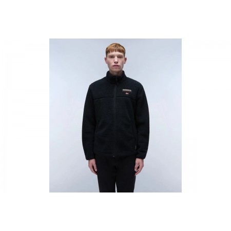 Napapijri T-Tynik Ανδρική Fleece Ζακέτα με Ψηλό Λαιμό Μαύρη