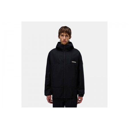 Napapijri A-Biois Ανδρικό Αντιανεμικό Μπουφάν με Κουκούλα Μαύρο