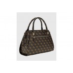 Guess Noelle Logo 4G Γυναικείο Τσαντάκι Χιαστί - Ώμου Μαύρη, Καφέ