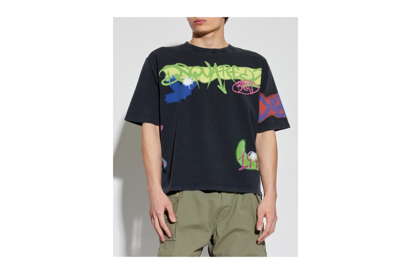 Dsquared2 Rebel Tags Ανδρικό Κοντομάνικο T-Shirt Ανθρακί
