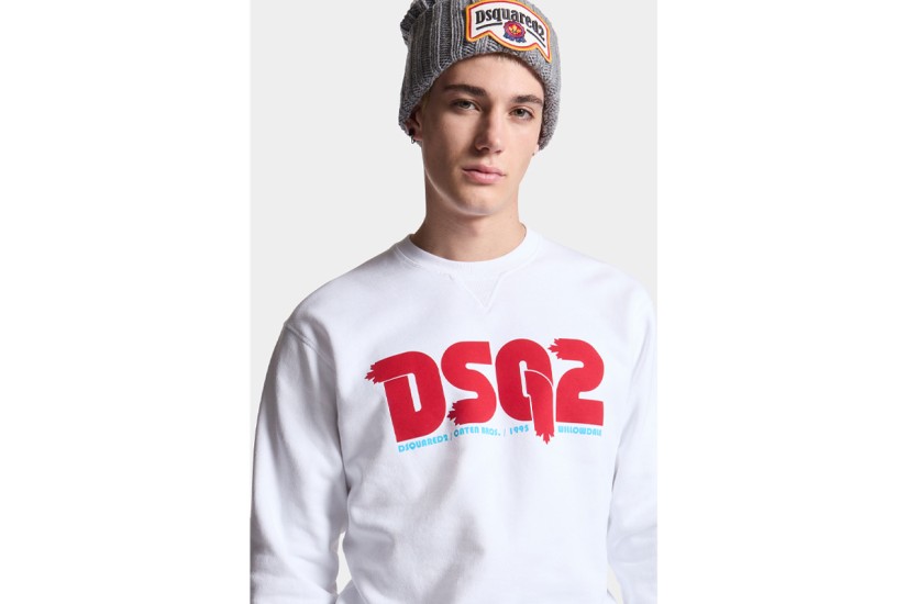 Dsquared2 Cool Fit Tee Ανδρική Μακρυμάνικη Μπλούζα Λευκή, Κόκκινη