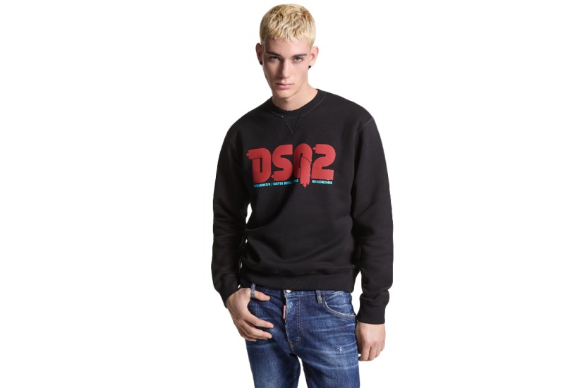 Dsquared2 Cool Fit Tee Ανδρική Μακρυμάνικη Μπλούζα Μαύρη, Κόκκινη