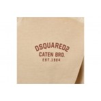Dsquared2 Cipro Loose Fit Μακρυμάνικη Μπλούζα με Λαιμόκοψη Μπεζ