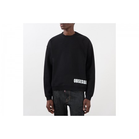 Dsquared2 Obsessed2 Relax Fit Ανδρική Μακρυμάνικη Μπλούζα με Λαιμόκοψη Μαύρη