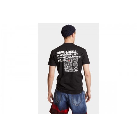 Dsquared2 Ceresio Map Cool Fit T-Shirt Ανδρικό (S74GD1338 D20020 900)