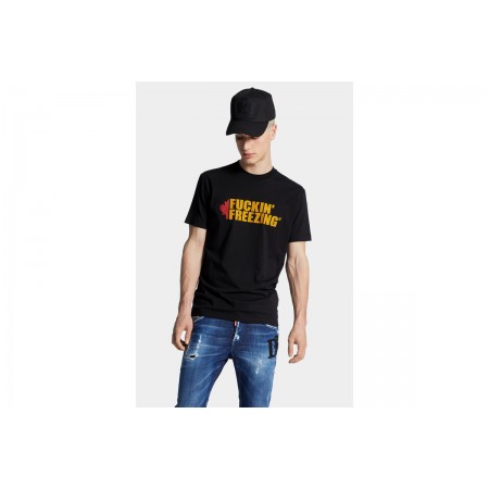 Dsquared2 Cool Fit Slogan Ανδρικό Κοντομάνικο T-Shirt Μαύρο