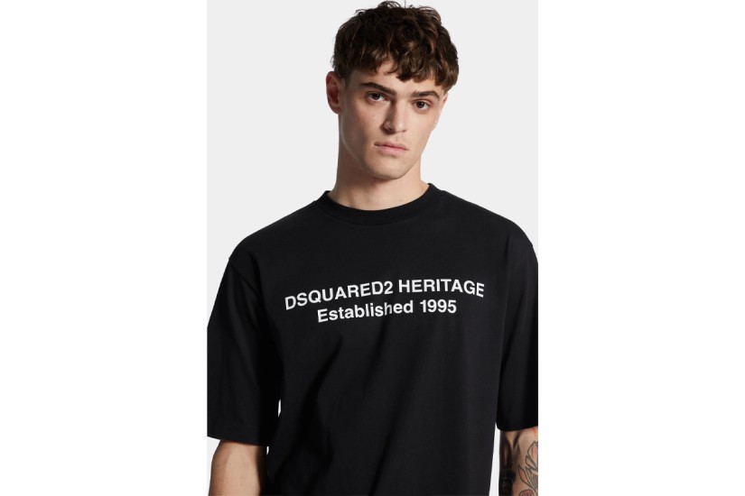 Dsquared2 Loose Fit Heritage Ανδρικό Κοντομάνικο T-Shirt Μαύρο